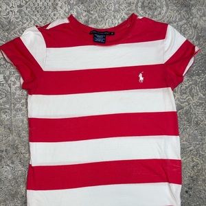 Red/Pink And White striped Ralph Lauren Polo Tee